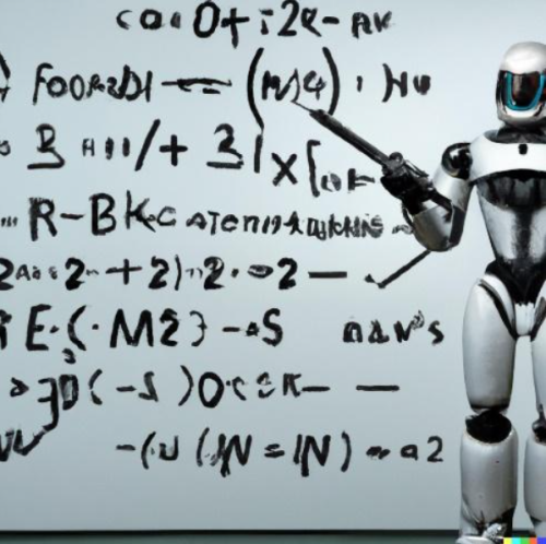 Robot impartiendo una clase de matemáticas